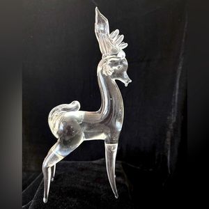 Murano Art Glass Handblown Glass Deer Stag Figurine, 11" Tall, 5 1/2" Widest